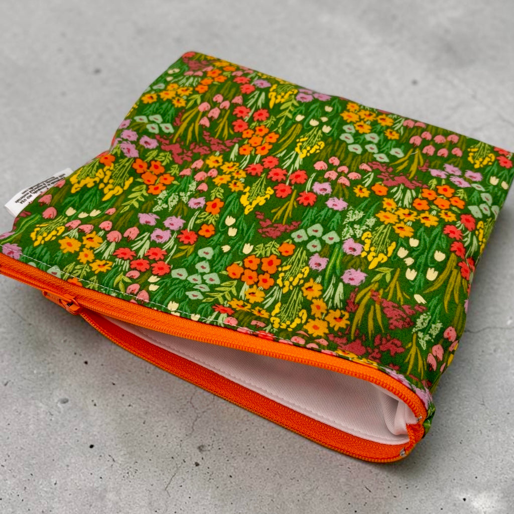 Sandwich Sized Reusable Zippered Bag Flower Meadow