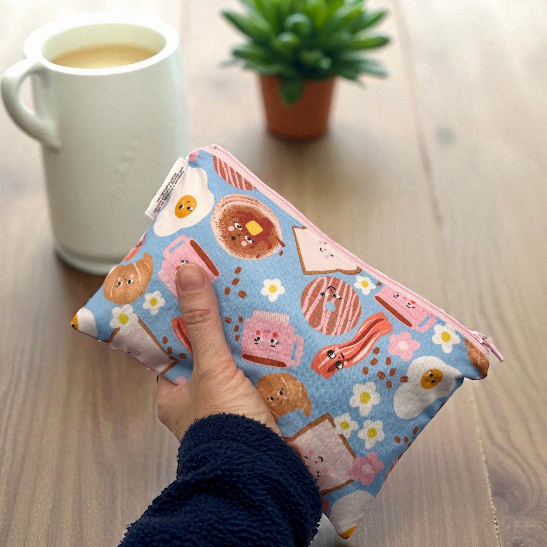 Snack Sized Reusable Zippered Bag Breakfast Icons