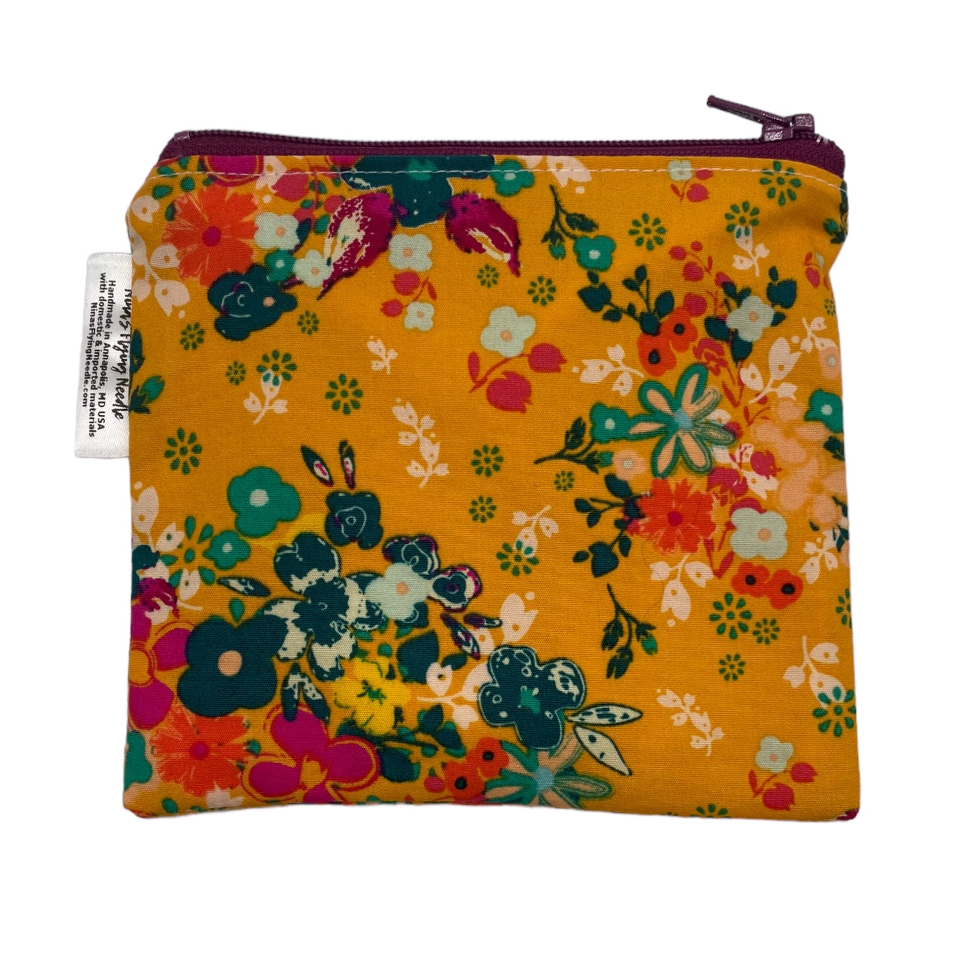 Toddler Sized Reusable Zippered Bag Floral on Yellow