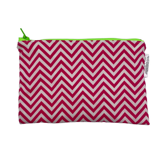 Snack Sized Reusable Zippered Bag Chevron Pink with Neon