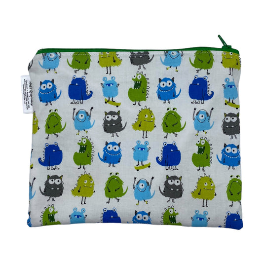 Sandwich Sized Reusable Zippered Bag Monsters Silly