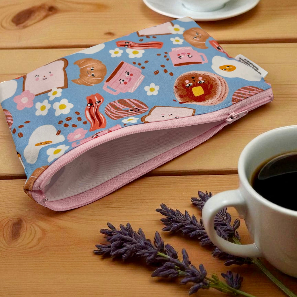 Snack Sized Reusable Zippered Bag Breakfast Icons