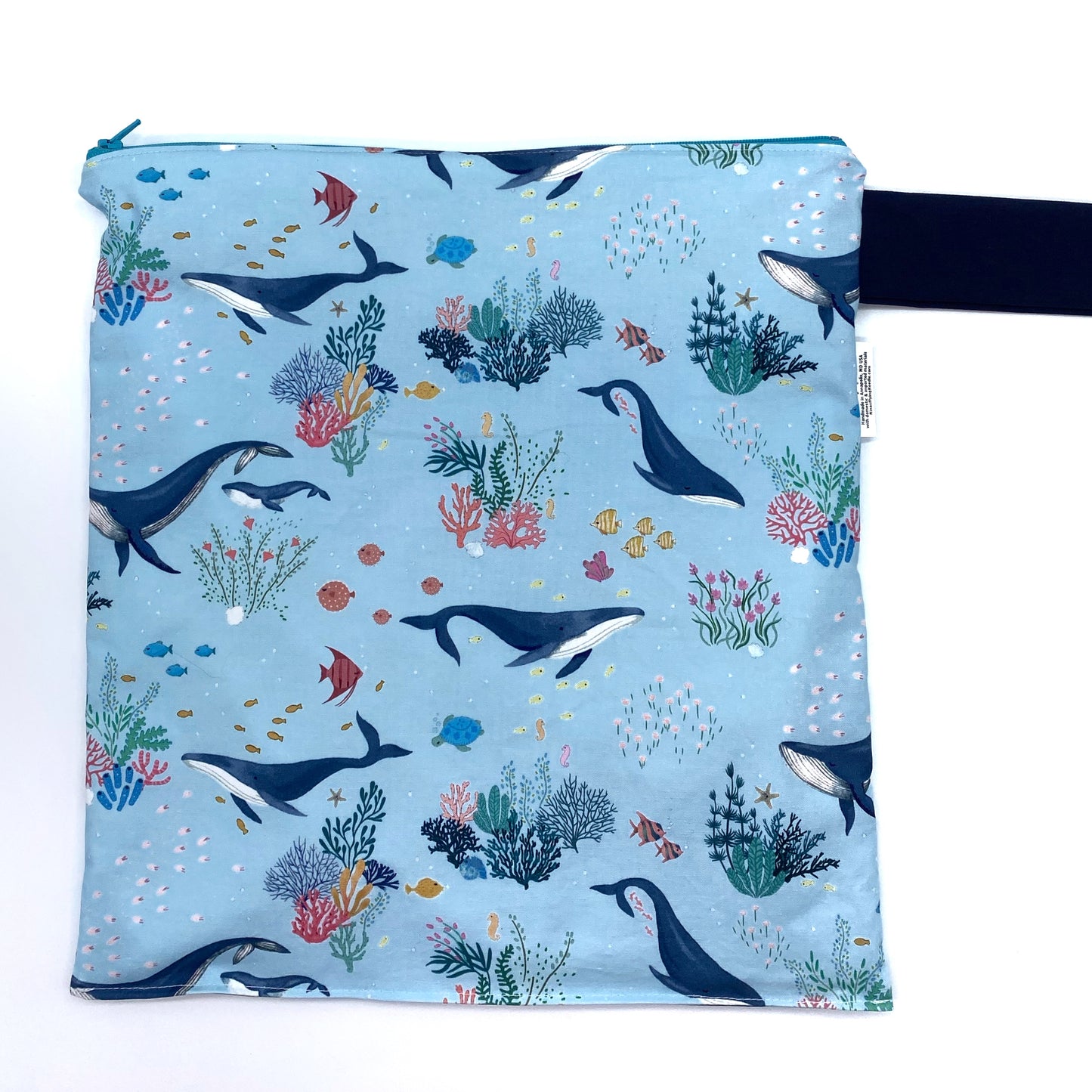 Large Wet Bag with Handle Corals and Whales