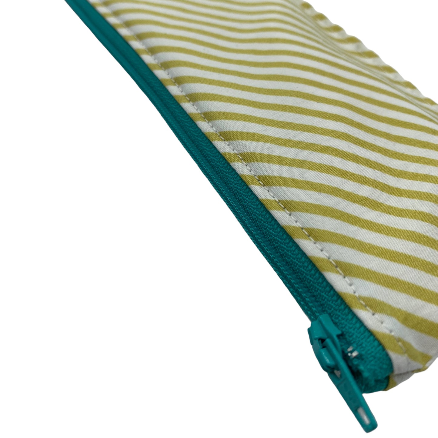 Regular Sized Reusable Straw/Utensil Wet Bag Stripes Bias Green