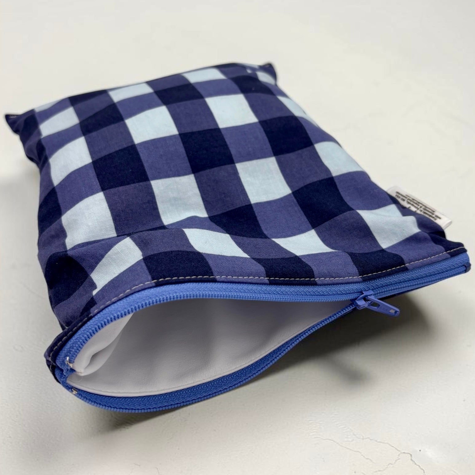 Medium Sized Wet Bag Gingham Blue on Blue