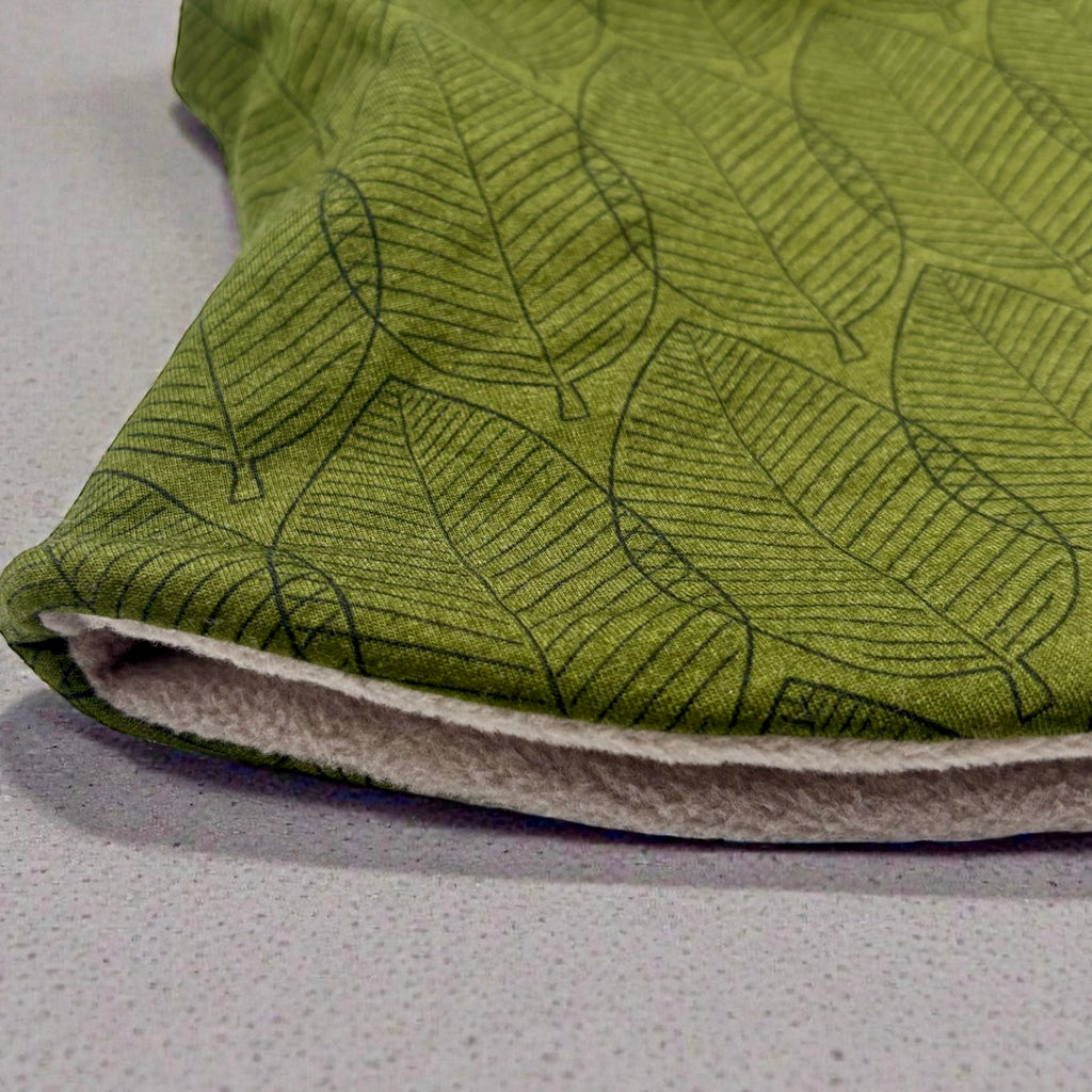 Adult Handmade Neck Warmer Leaves on Green