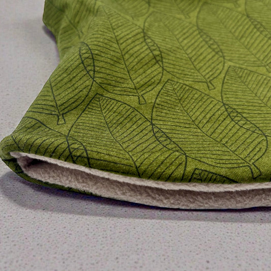 Adult Handmade Neck Warmer Leaves on Green