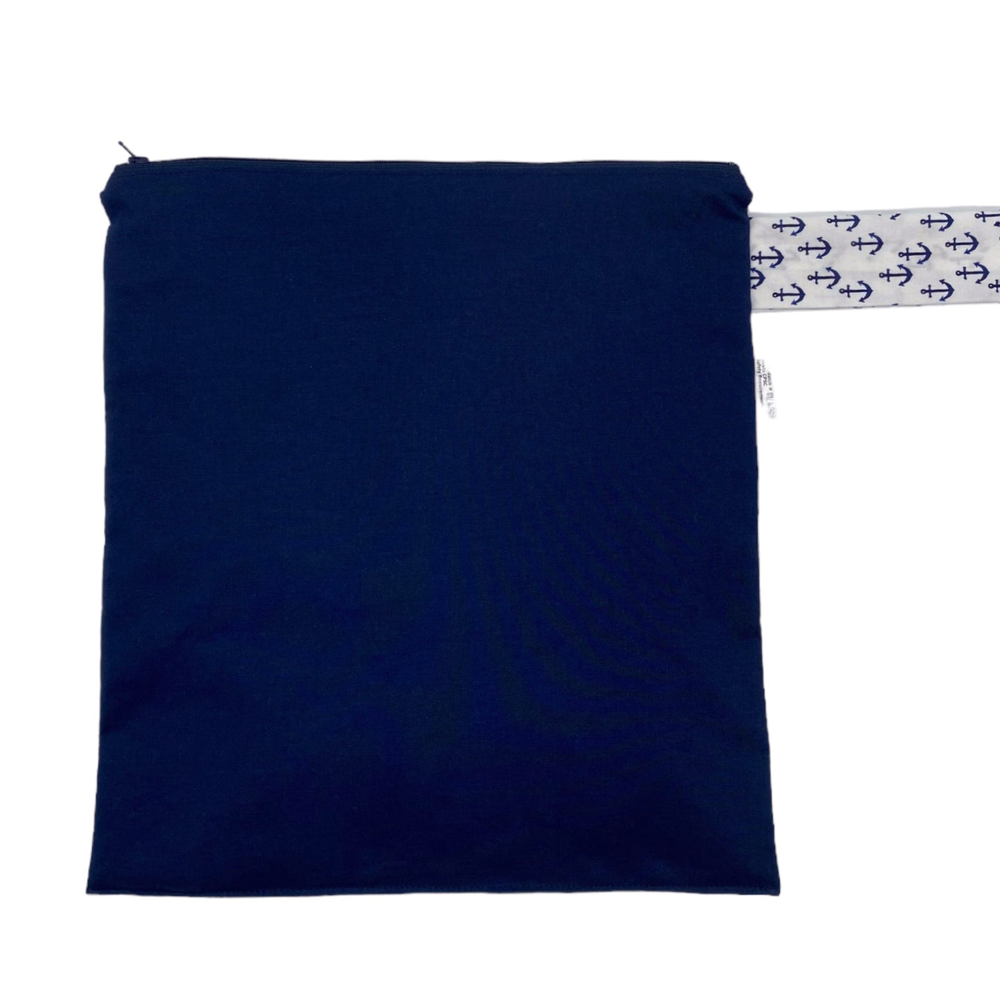 Large Wet Bag with Handle Solid Navy with Anchors