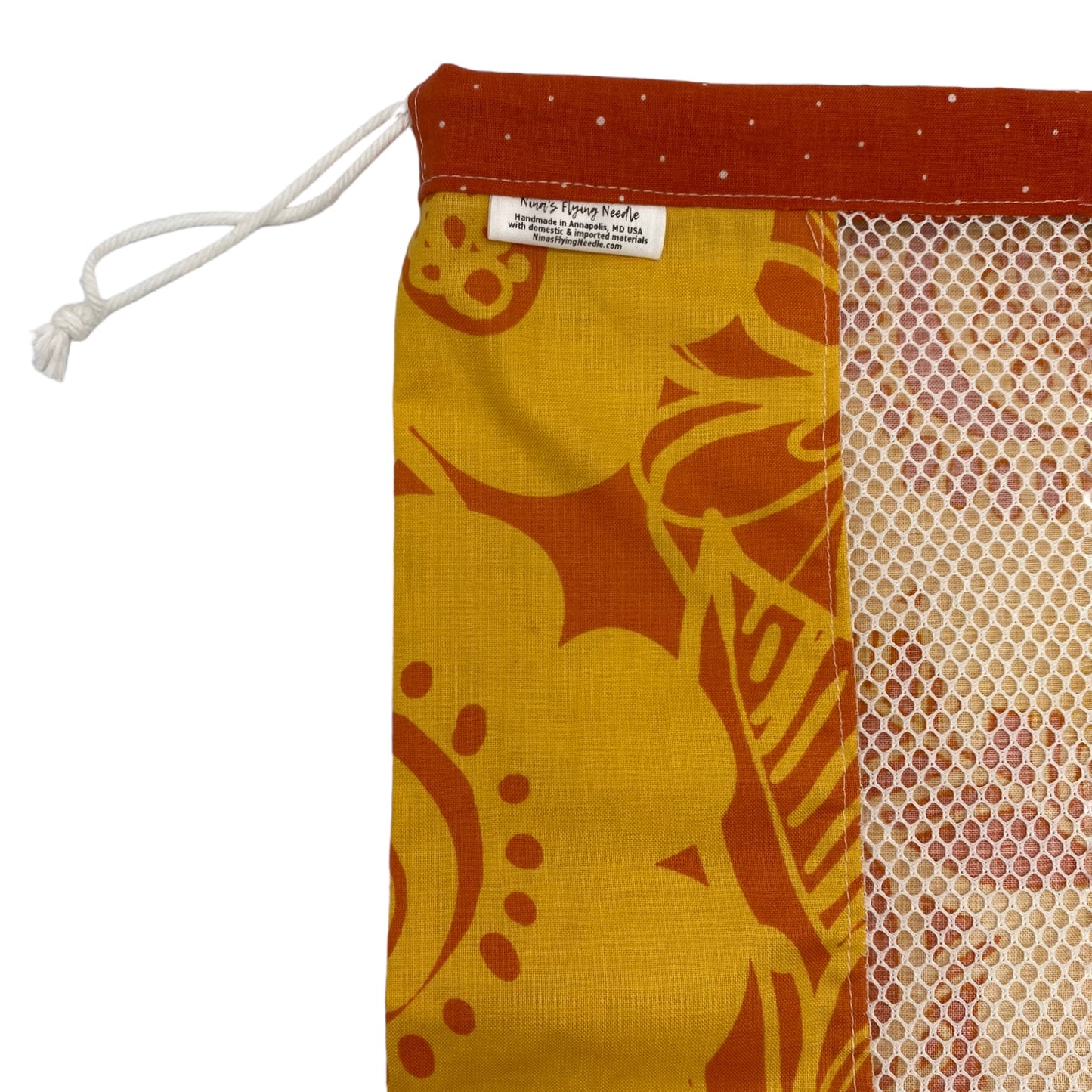 Large Produce Bag Floral Orange and Yellow