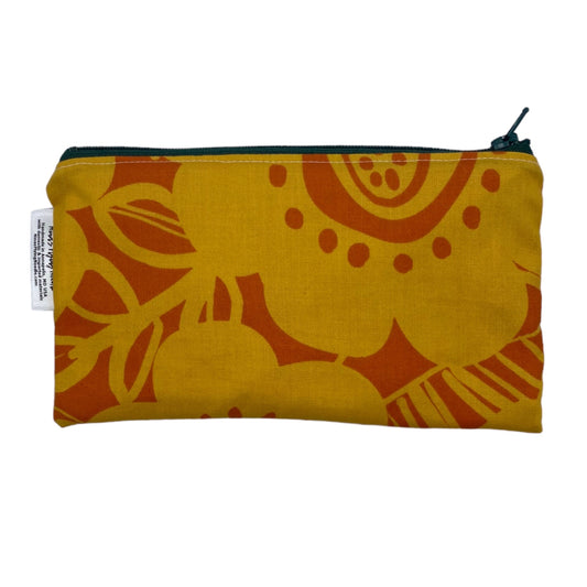 Knick Knack Sized Reusable Zippered Bag Floral Large Orange Yellow