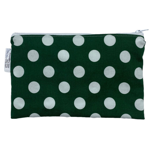Snack Sized Reusable Zippered Bag Dots on Green