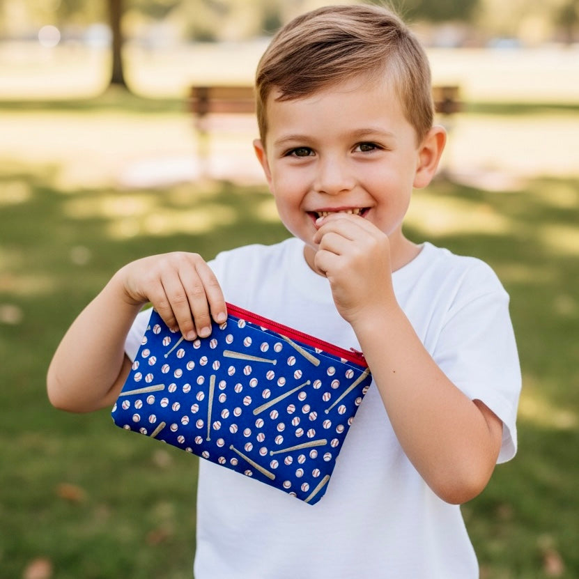 Knick Knack Sized Reusable Zippered Bag Baseball and Bats
