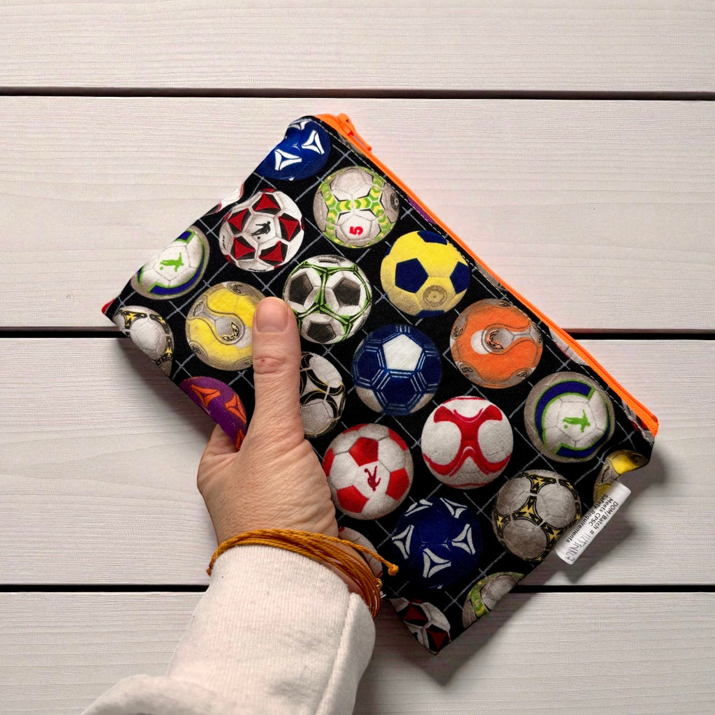 Snack Sized Reusable Zippered Bag Baseball and Stripe Combo