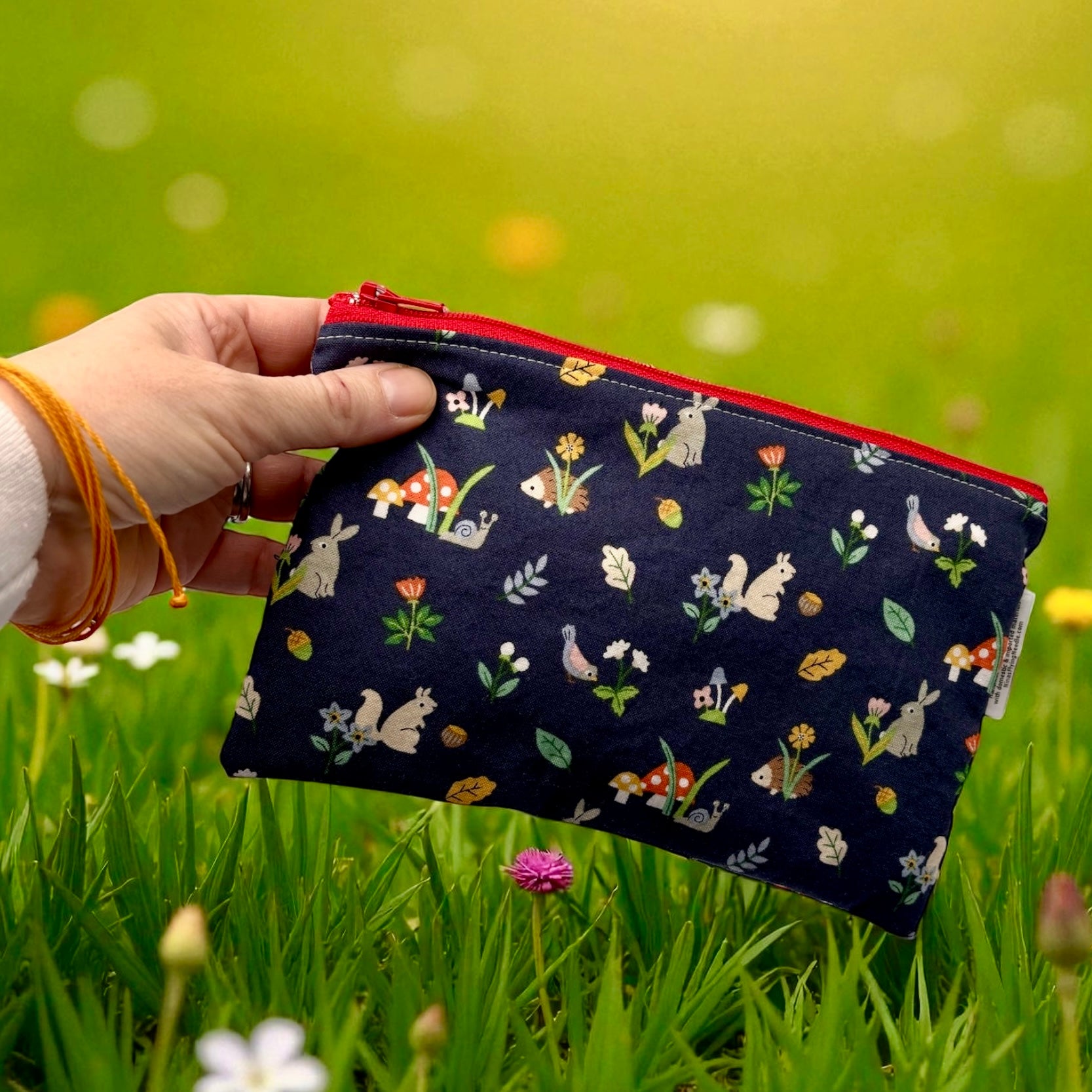 Snack Sized Reusable Zippered Bag Baseball and Stripe Combo