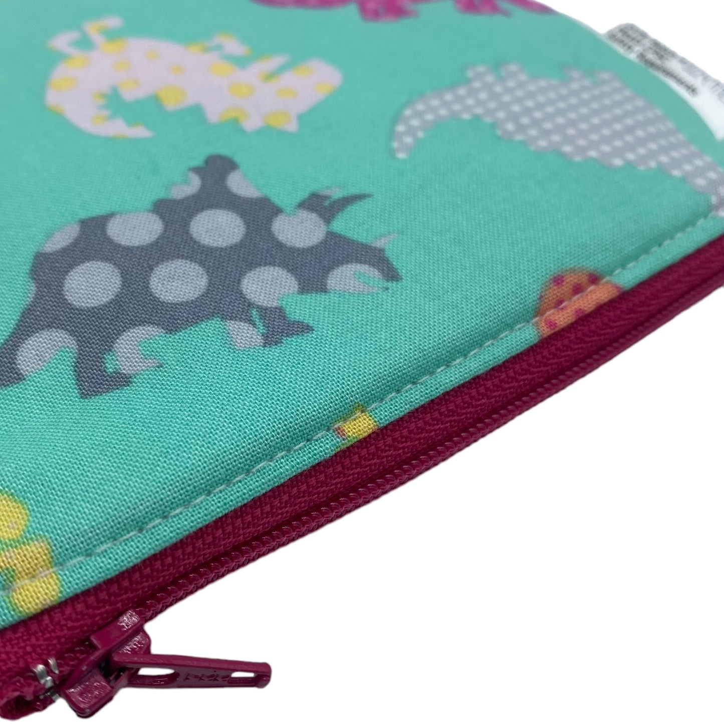 Toddler Sized Reusable Zippered Bag Dinosaurs Polka Dots
