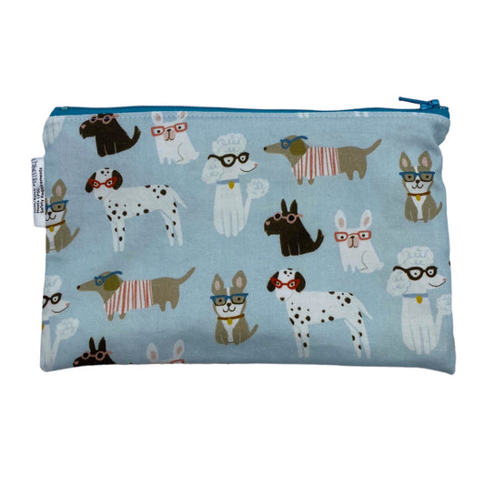 Snack Sized Reusable Zippered Bag Dogs with Glasses
