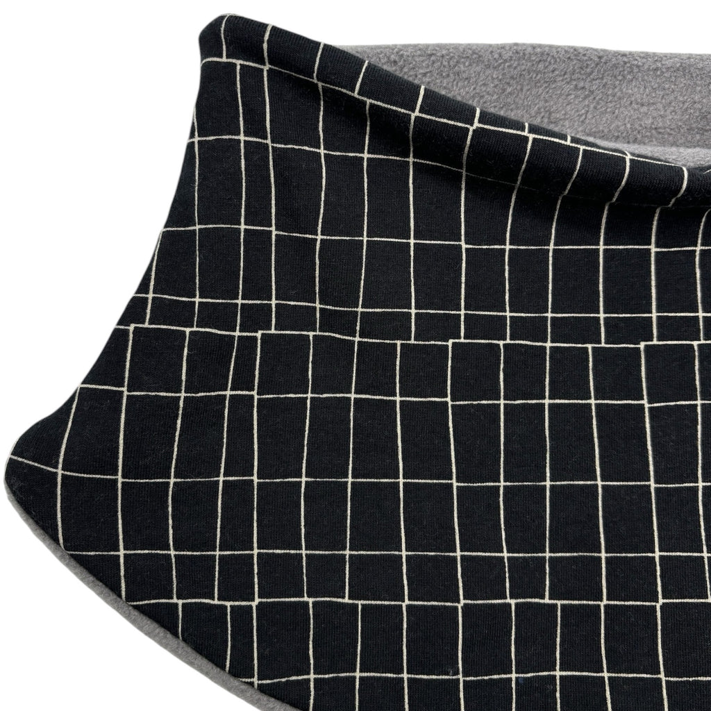 Adult Handmade Neck Warmer Grid on Black