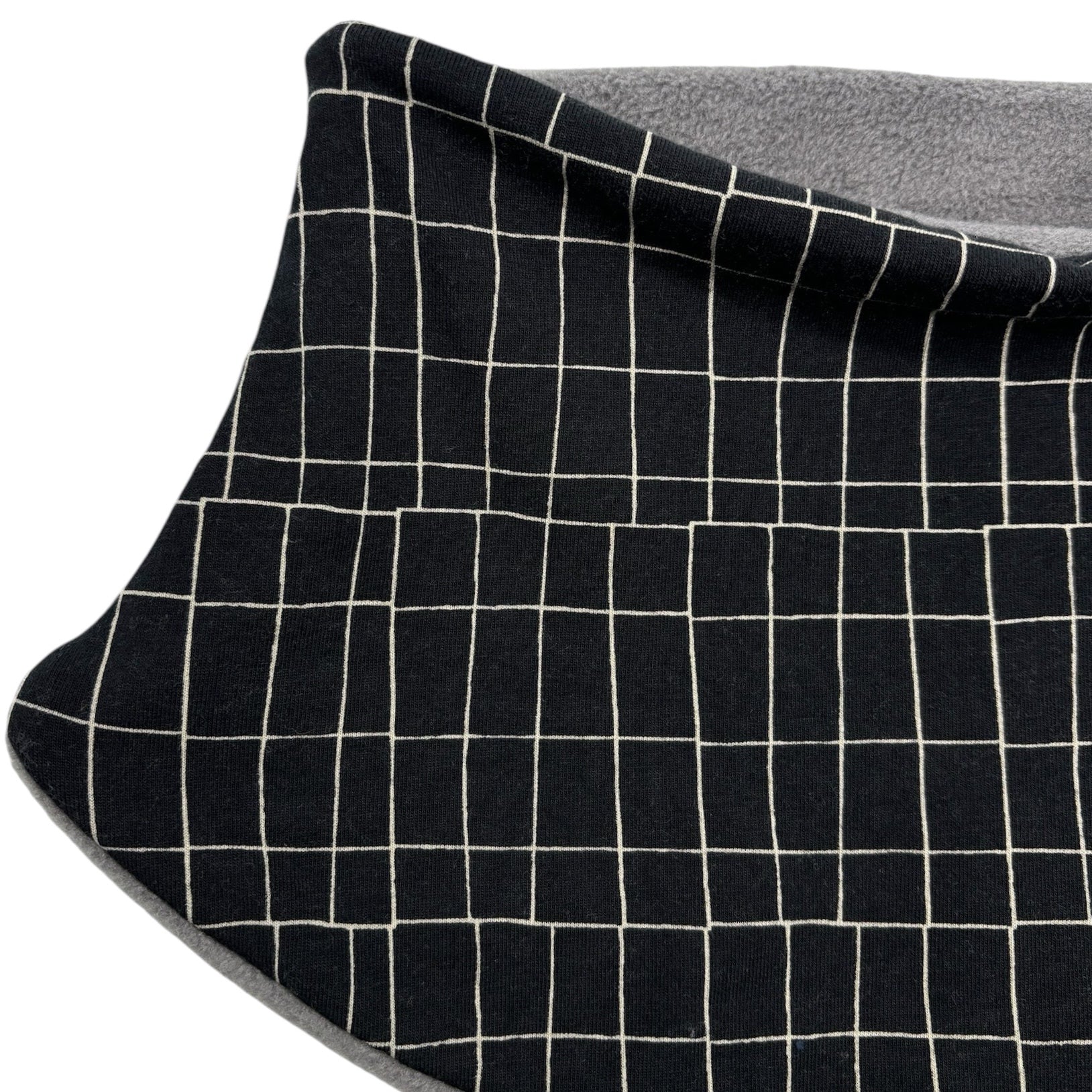 Adult Handmade Neck Warmer Grid on Black