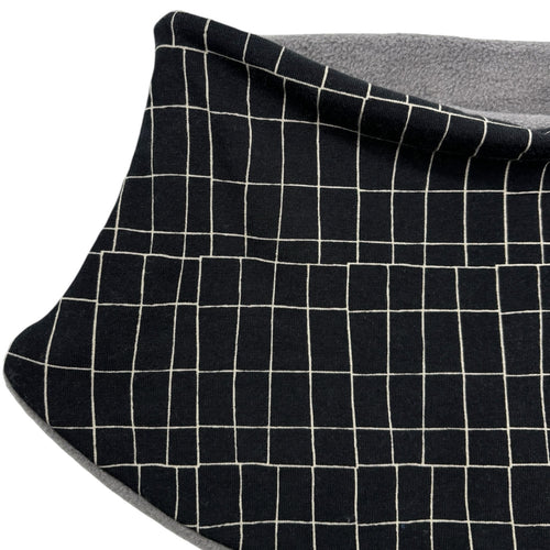 Adult Handmade Neck Warmer Grid on Black