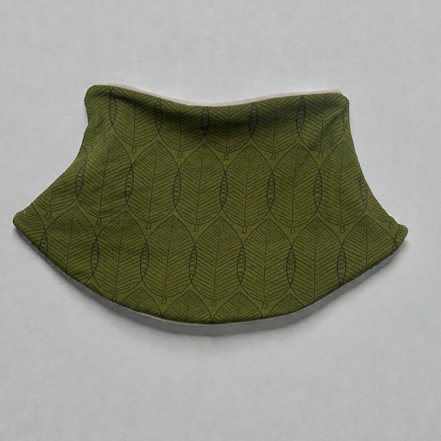 Adult Handmade Neck Warmer Leaves on Green