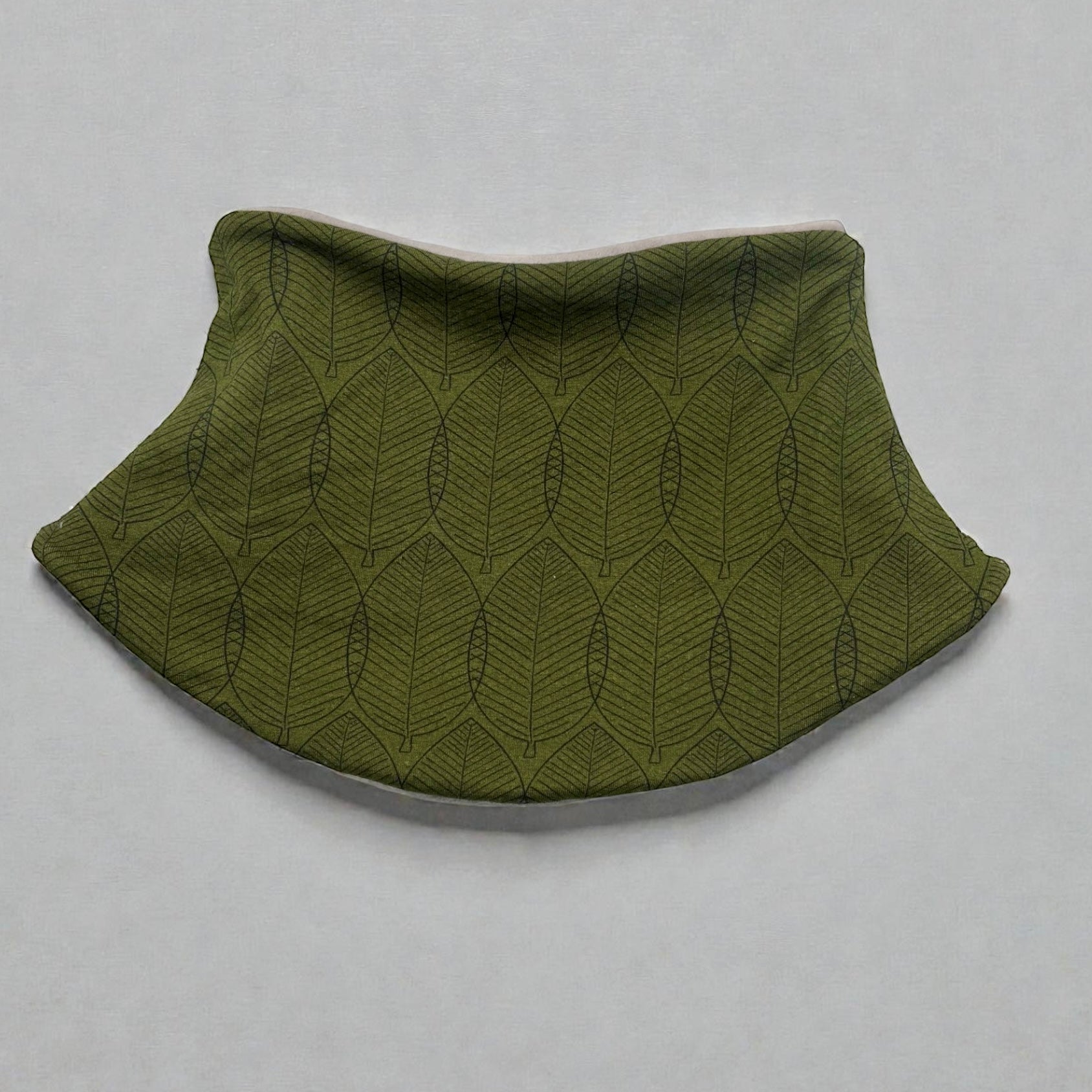Adult Handmade Neck Warmer Leaves on Green