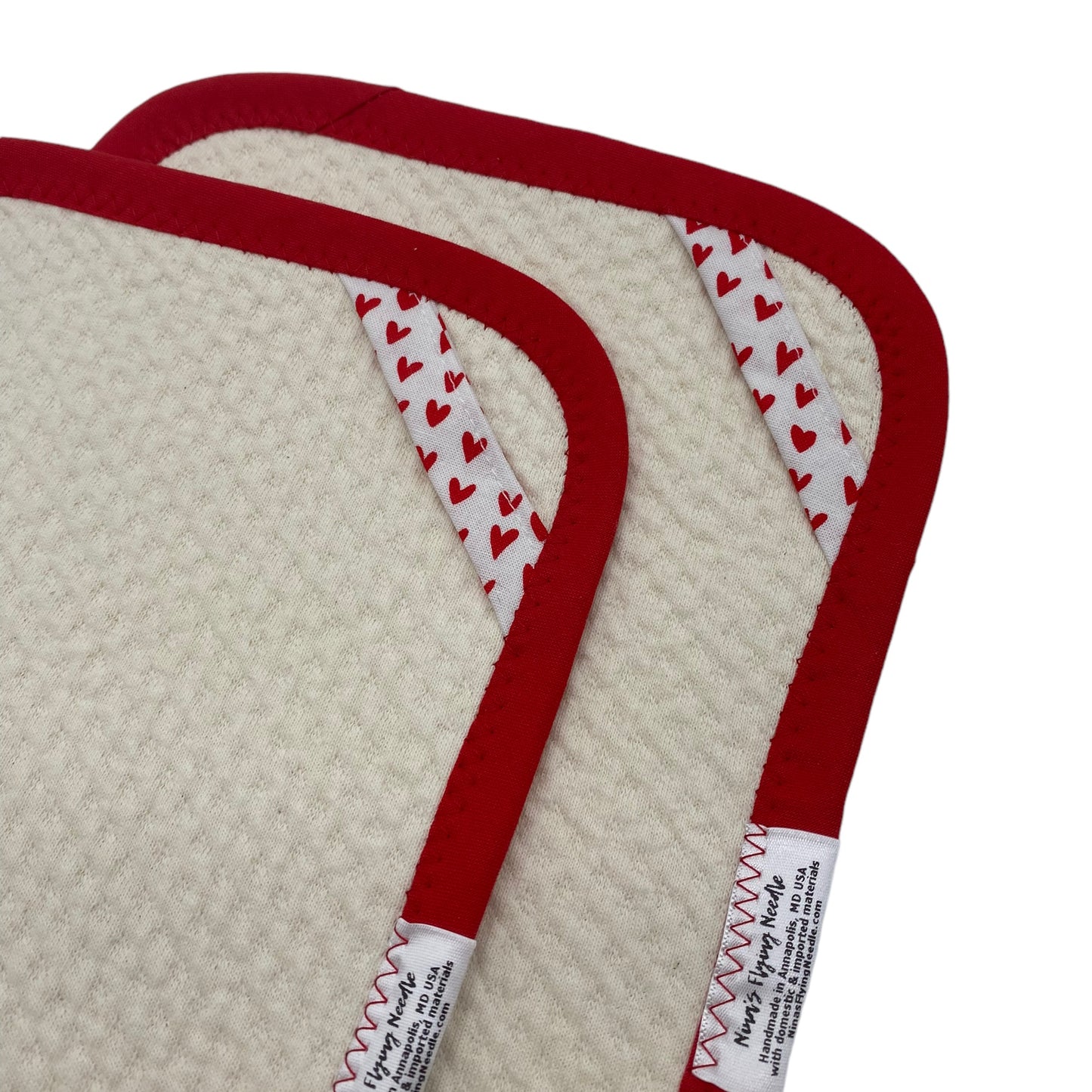 Set of 2 Reusable STANDARD Paper Towels - Red Solid Hearts