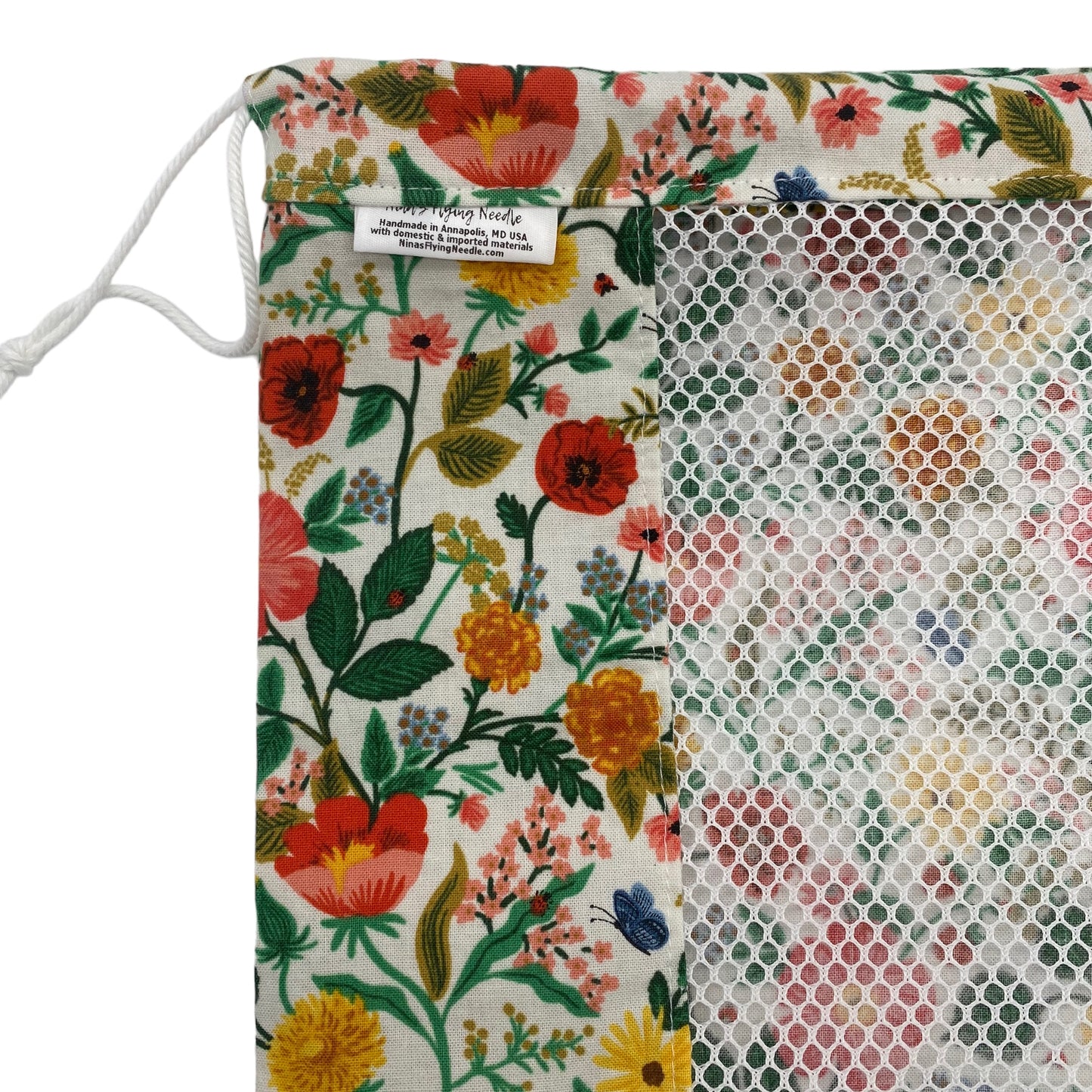 Medium Produce Bag Florals with Butterflies and Ladybugs