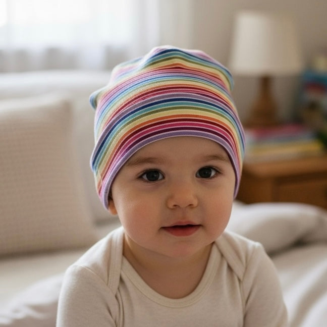 Beanie Hat in Little Kid: Stripes Rainbow