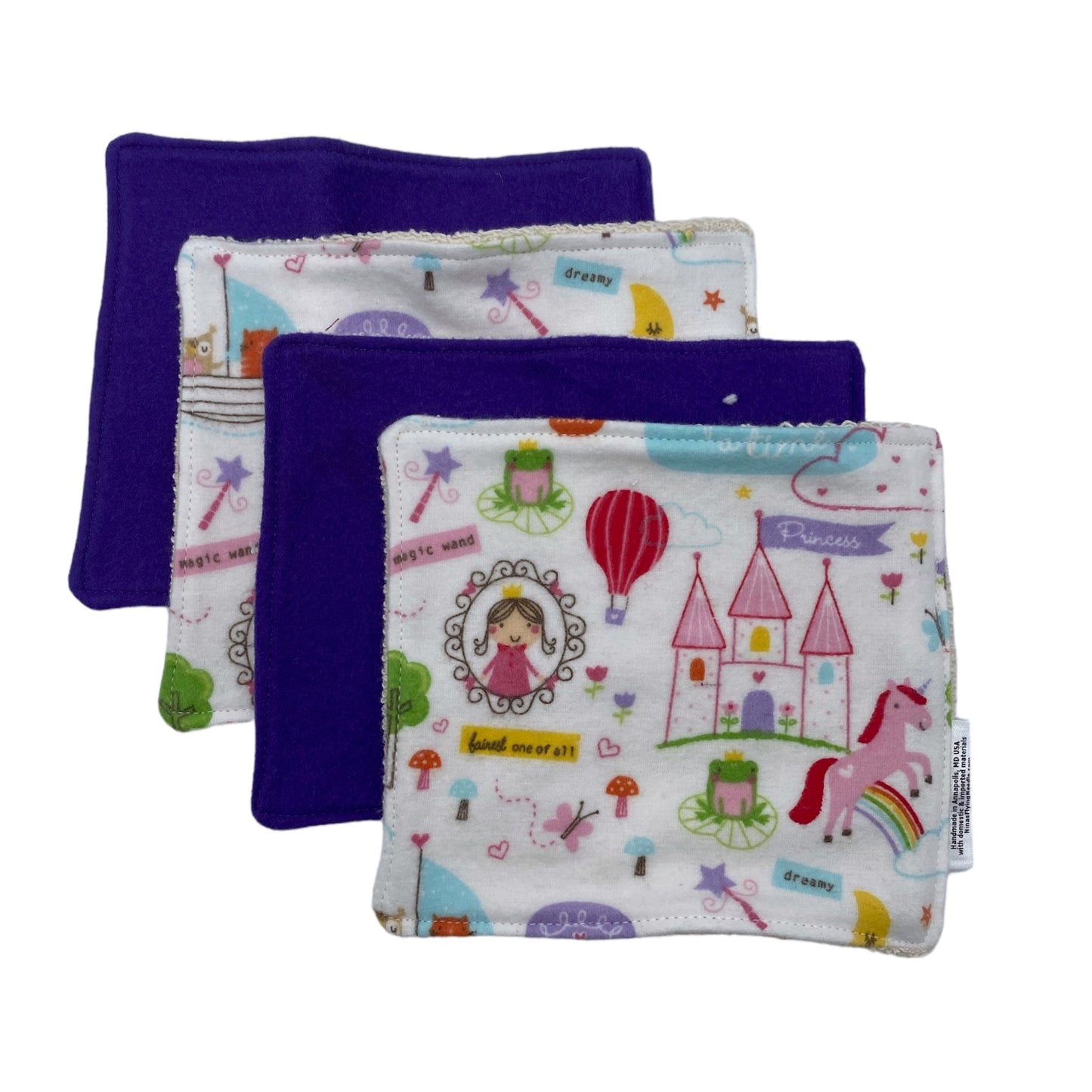 Wash Cloths - Minis - Princess and Solid Purple