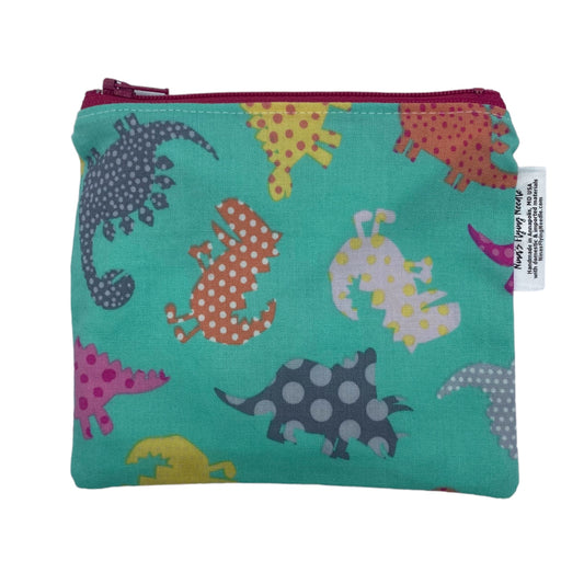 Toddler Sized Reusable Zippered Bag Dinosaurs Polka Dots