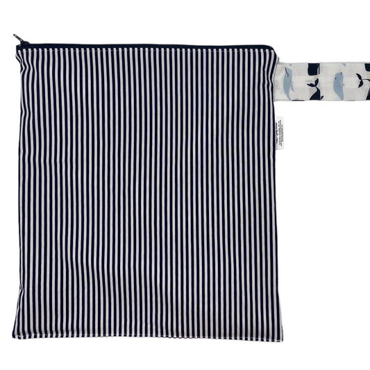 Large Wet Bag with Handle Stripes with Whales