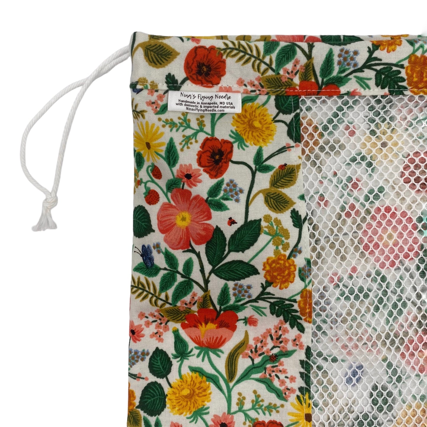 Large Produce Bag Florals with Butterflies and Ladybugs