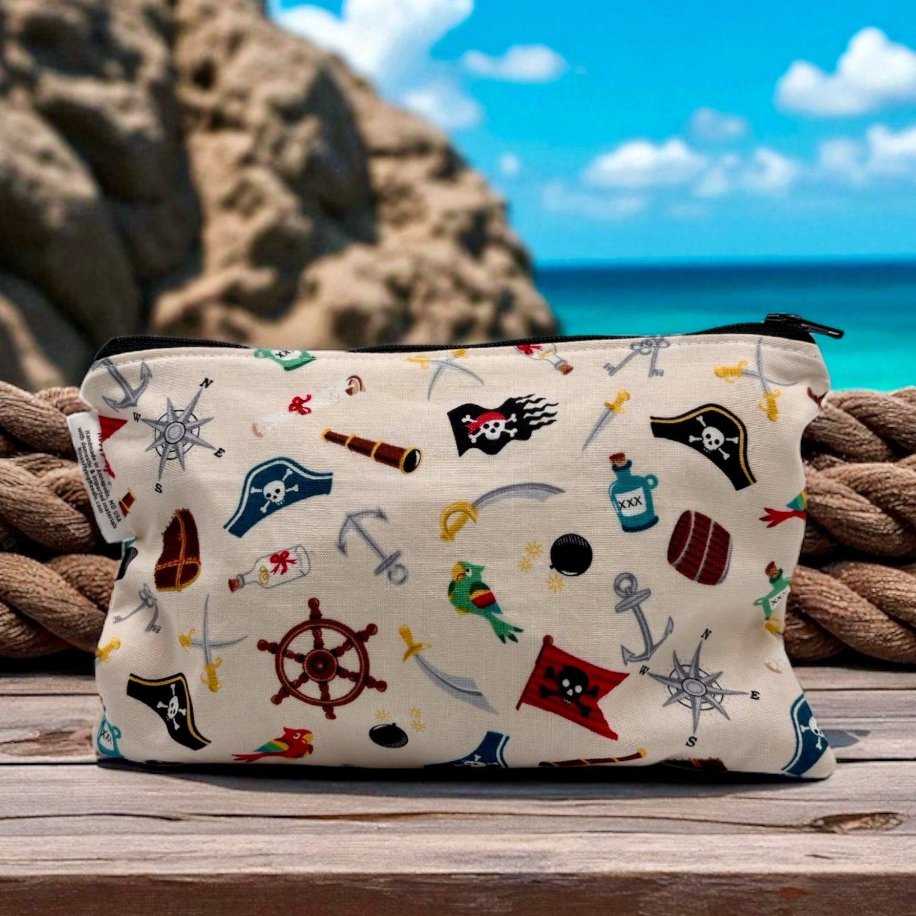 Snack Sized Reusable Zippered Bag Pirate Icons