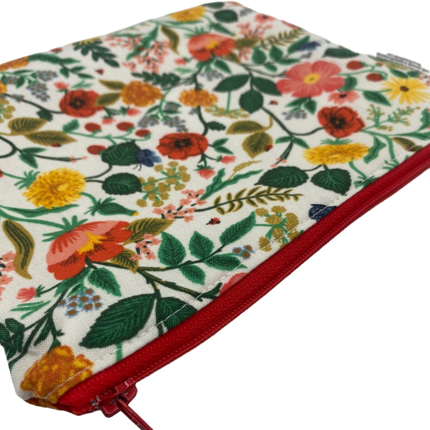 Sandwich Sized Reusable Zippered Bag Floral with Butterflies and Ladybugs