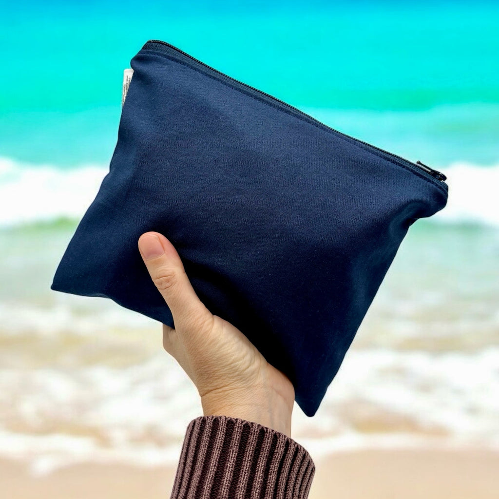 Sandwich Sized Reusable Zippered Bag Solid Blue Navy