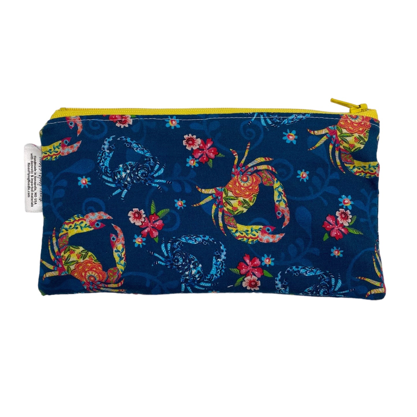 Knick Knack Sized Reusable Zippered Bag Crabs and Florals