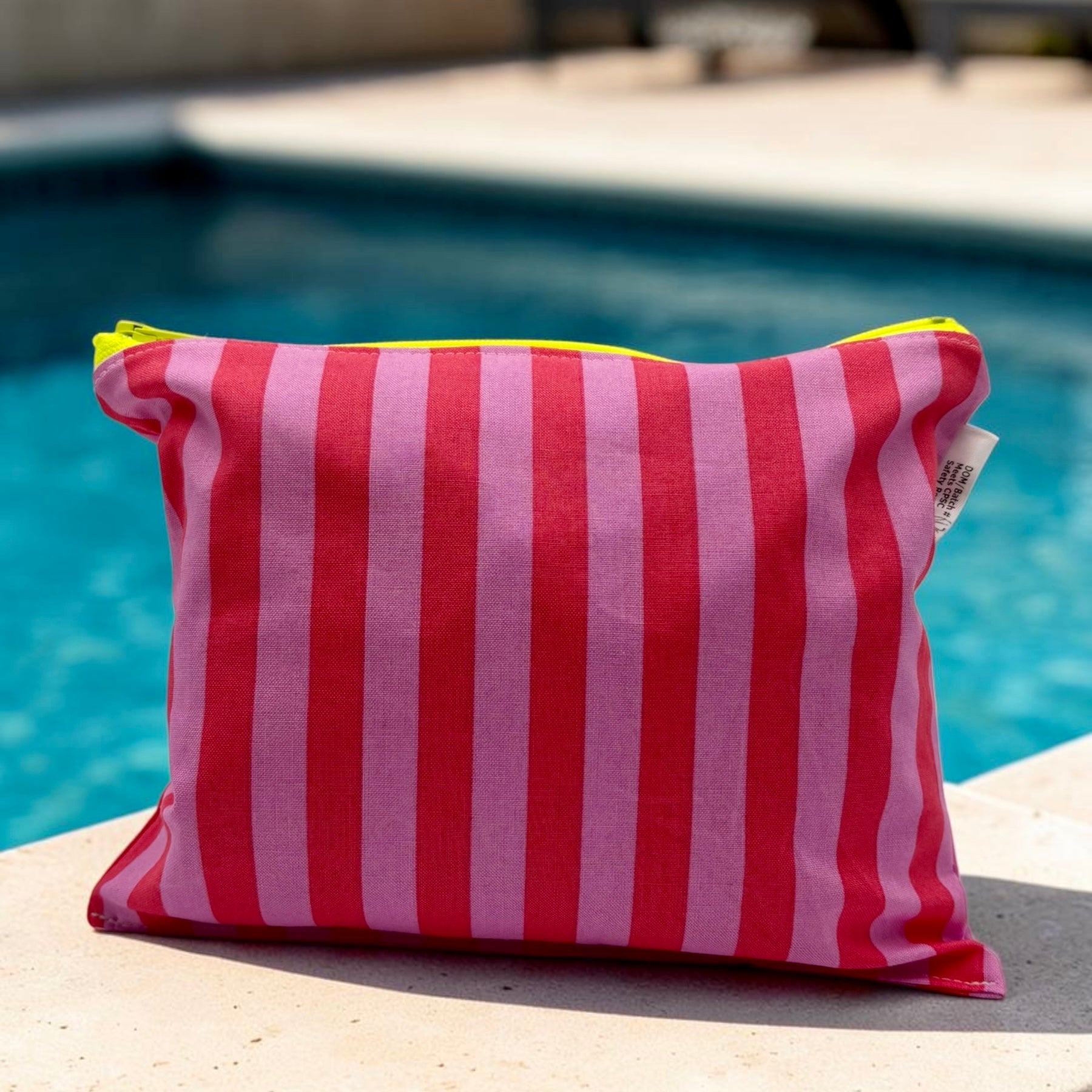 Small Sized Wet Bag Stripes Red Pink