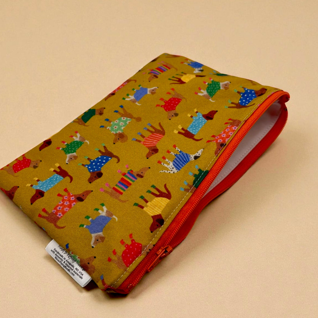Snack Sized Reusable Zippered Bag Dogs In Sweaters