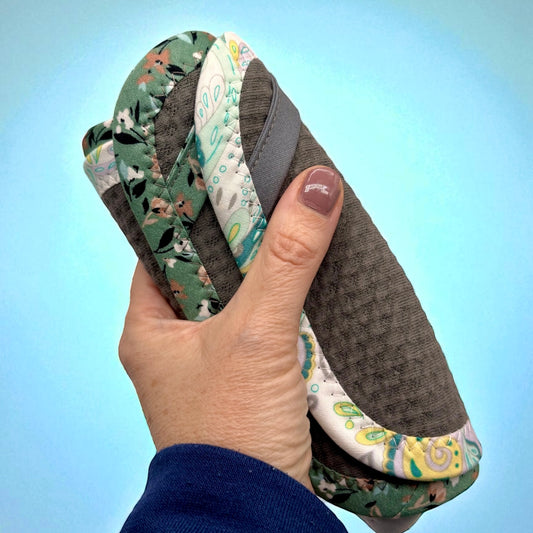 Set of 2 TINY Reusable Paper Towels - Floral and Paisley on Dark Gray