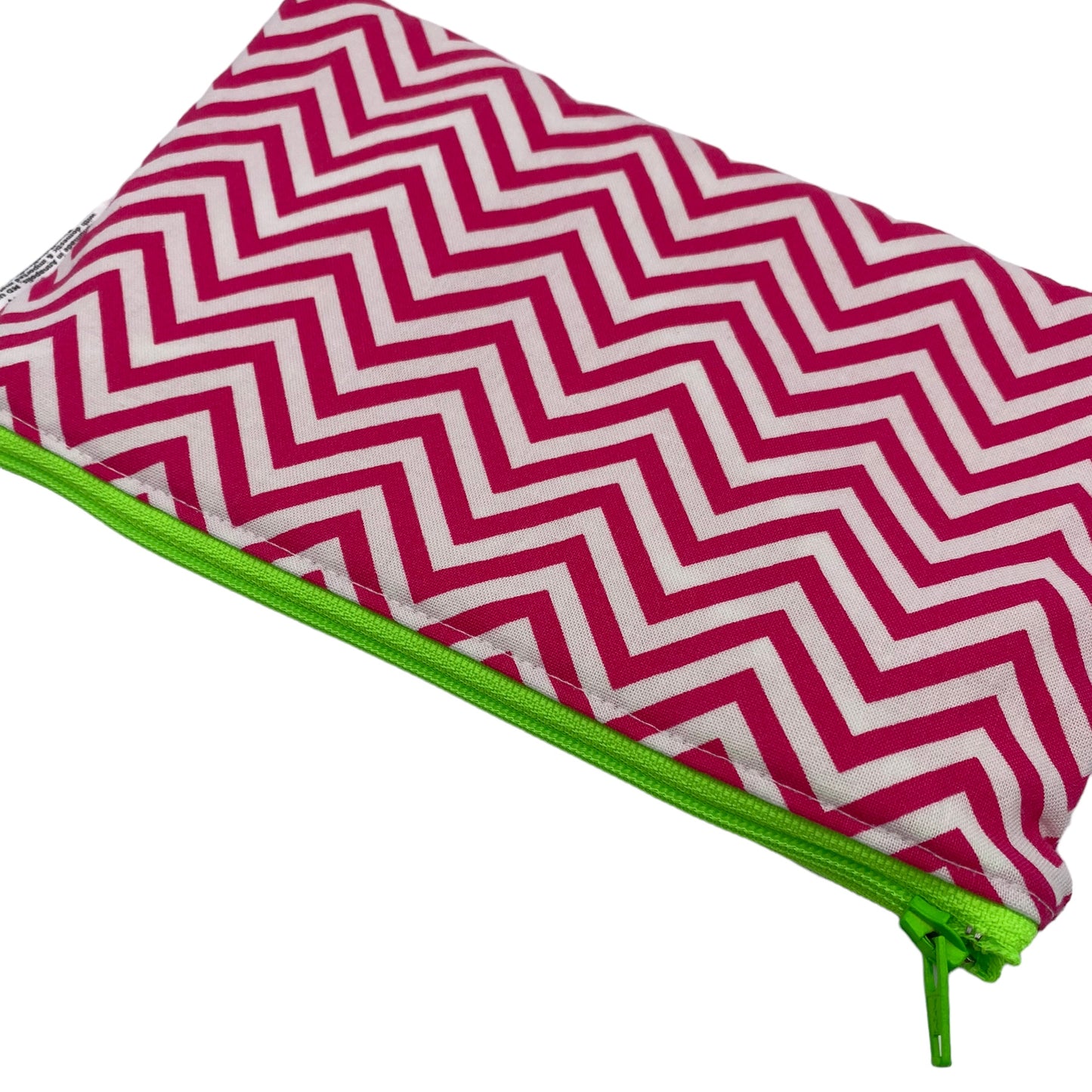 Snack Sized Reusable Zippered Bag Chevron Pink with Neon