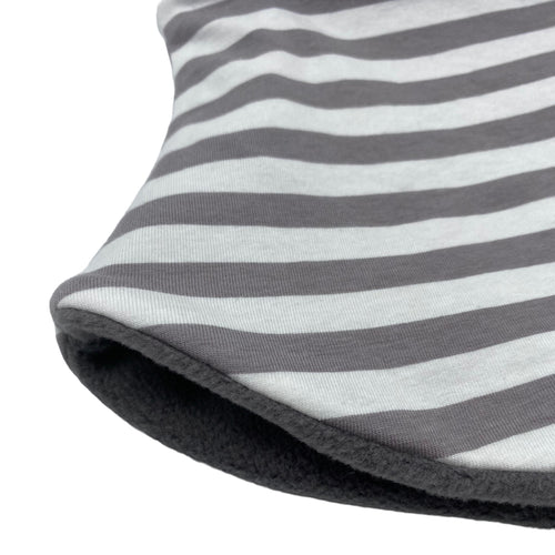 Adult Handmade Neck Warmer Stripes Gray White (multiple liner options)