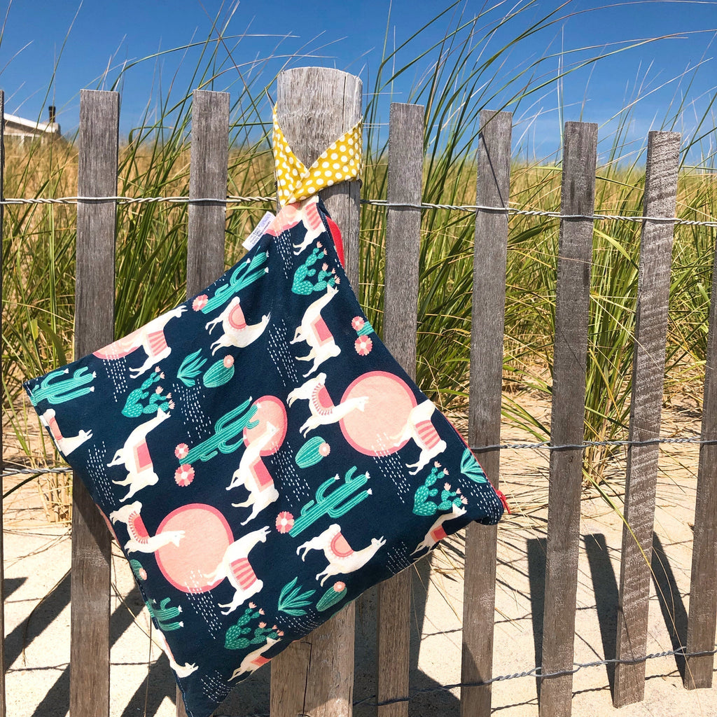 Large Wet Bag with Handle Florals on Navy