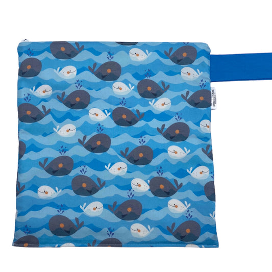 Large Wet Bag with Handle Whales Smiling