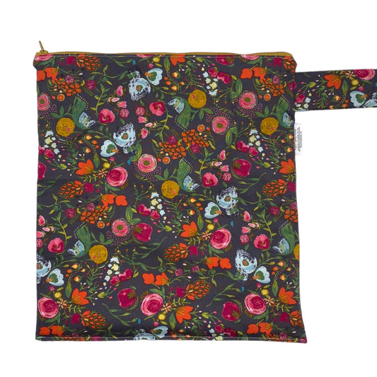 Large Wet Bag with Handle Floral on Gray