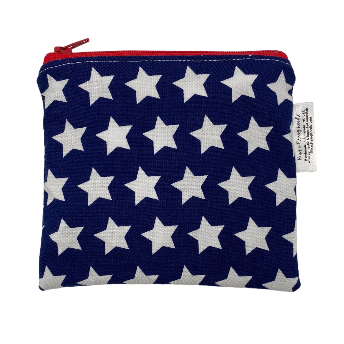Toddler Sized Reusable Zippered Bag Stars on Navy