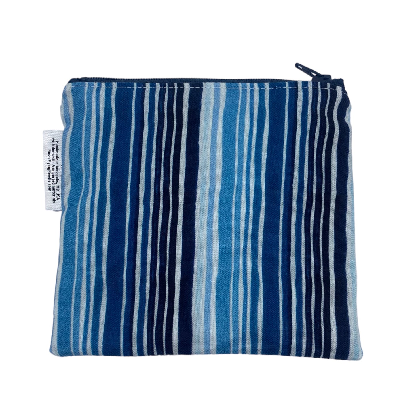 Toddler Sized Reusable Zippered Bag Stripes Blue
