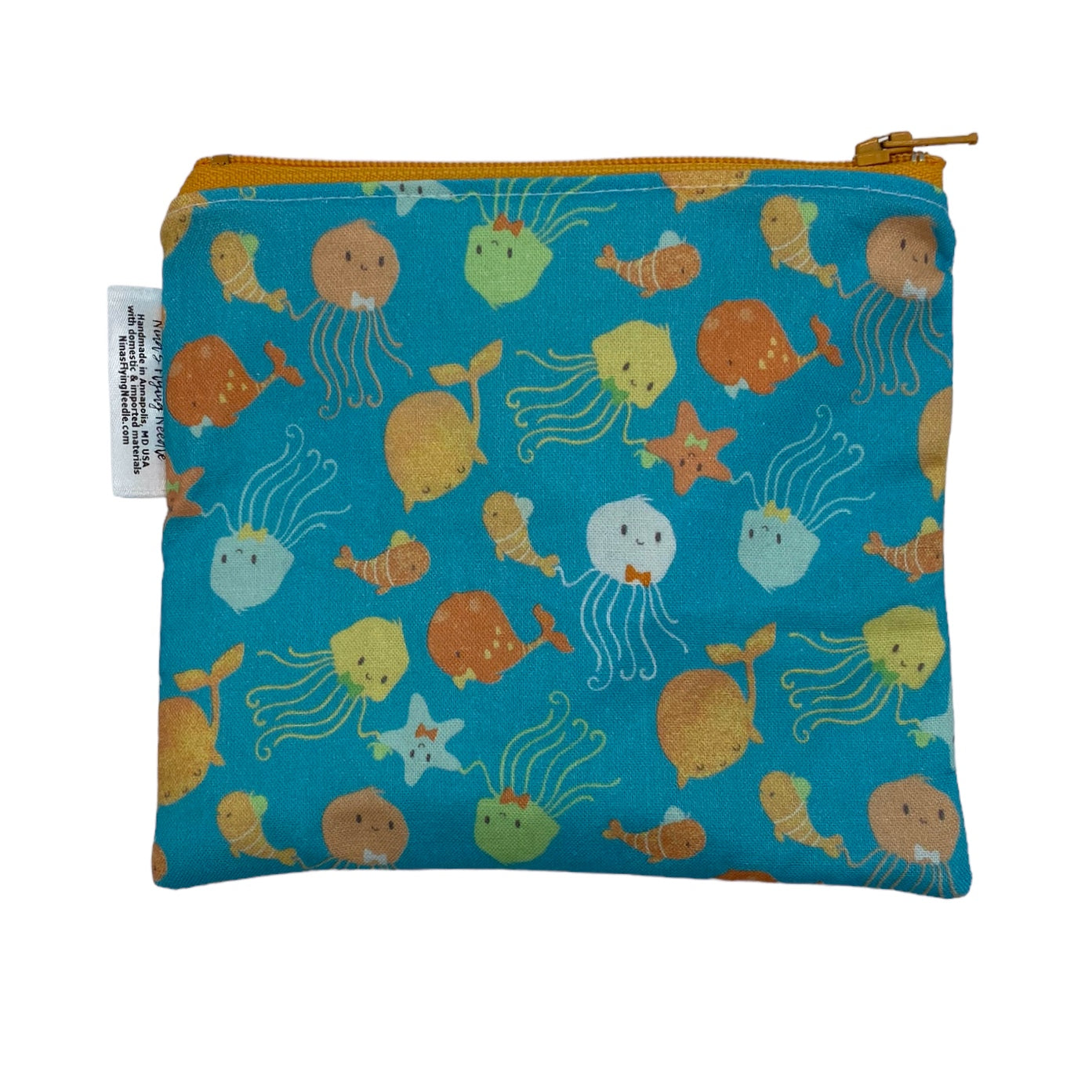 Toddler Sized Reusable Zippered Bag Jellyfish and Friends