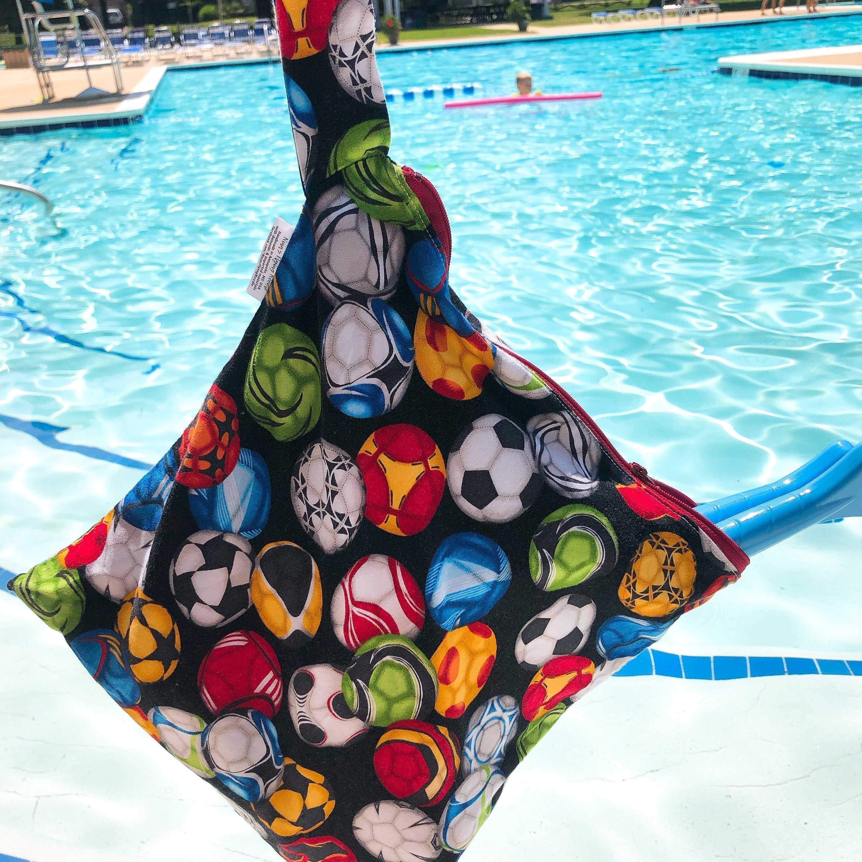 Large Wet Bag with Handle Florals on Navy