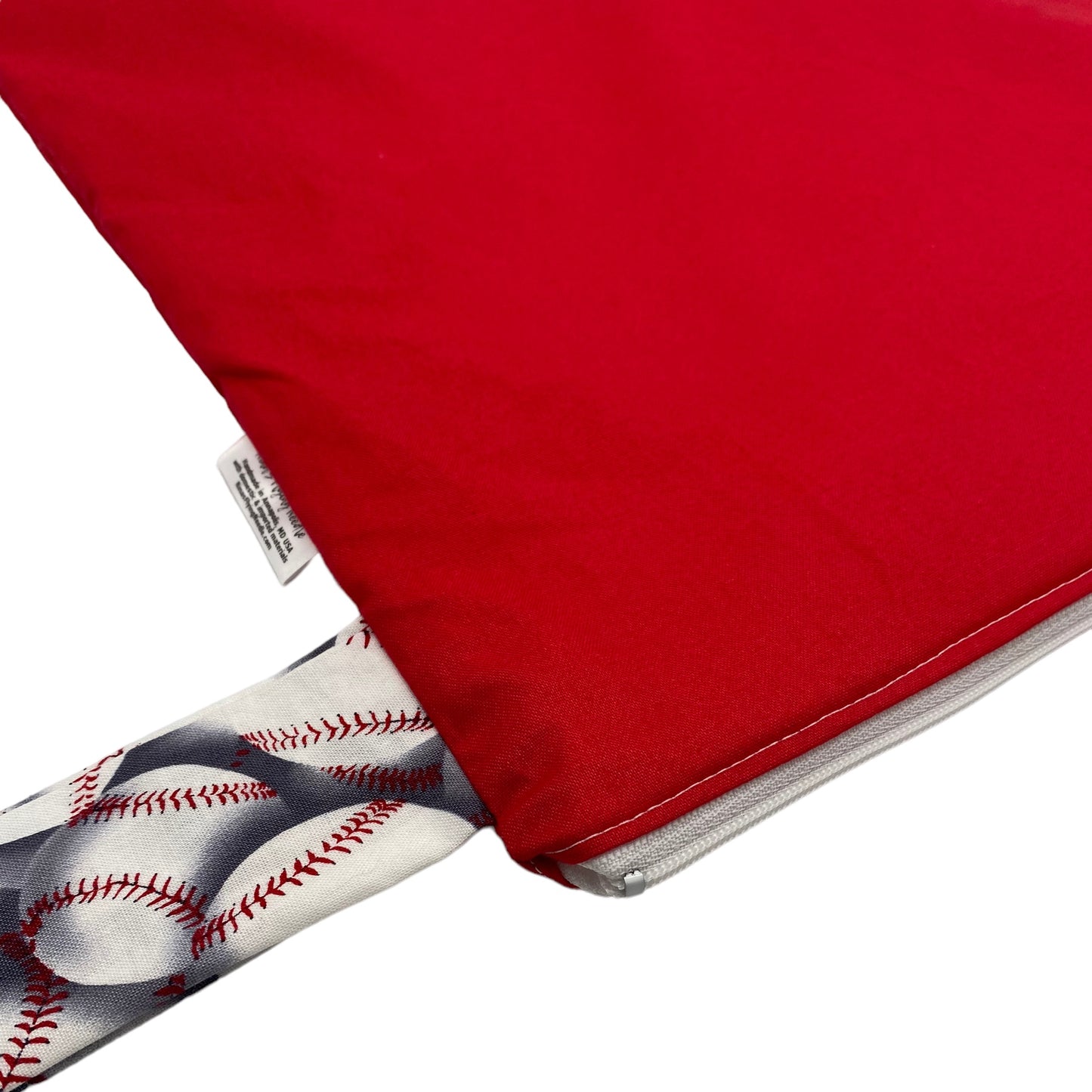Large Wet Bag with Handle Solid Red with Baseball