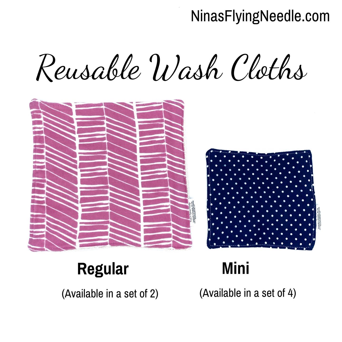 Wash Cloths - Minis - Solid Blue and Yellow, Gingham and Polka Dots